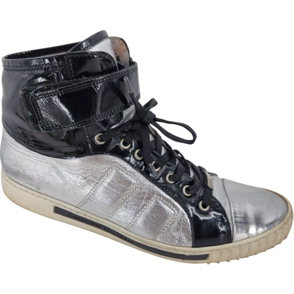 Alessandro Dell'Acqua Other - Alessandro Dell'Acqua Black Silver Metallic Fashion High-top Sneakers Mens 10.5